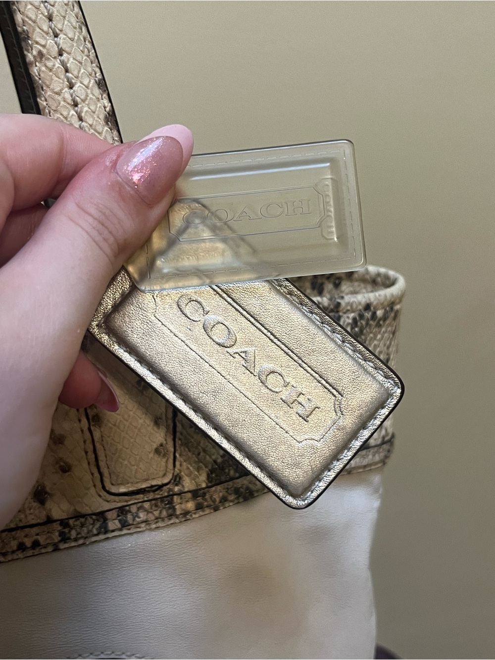 Coach Audrey Python Embossed Op Art Leather Slim Tote - Picture 7 of 12